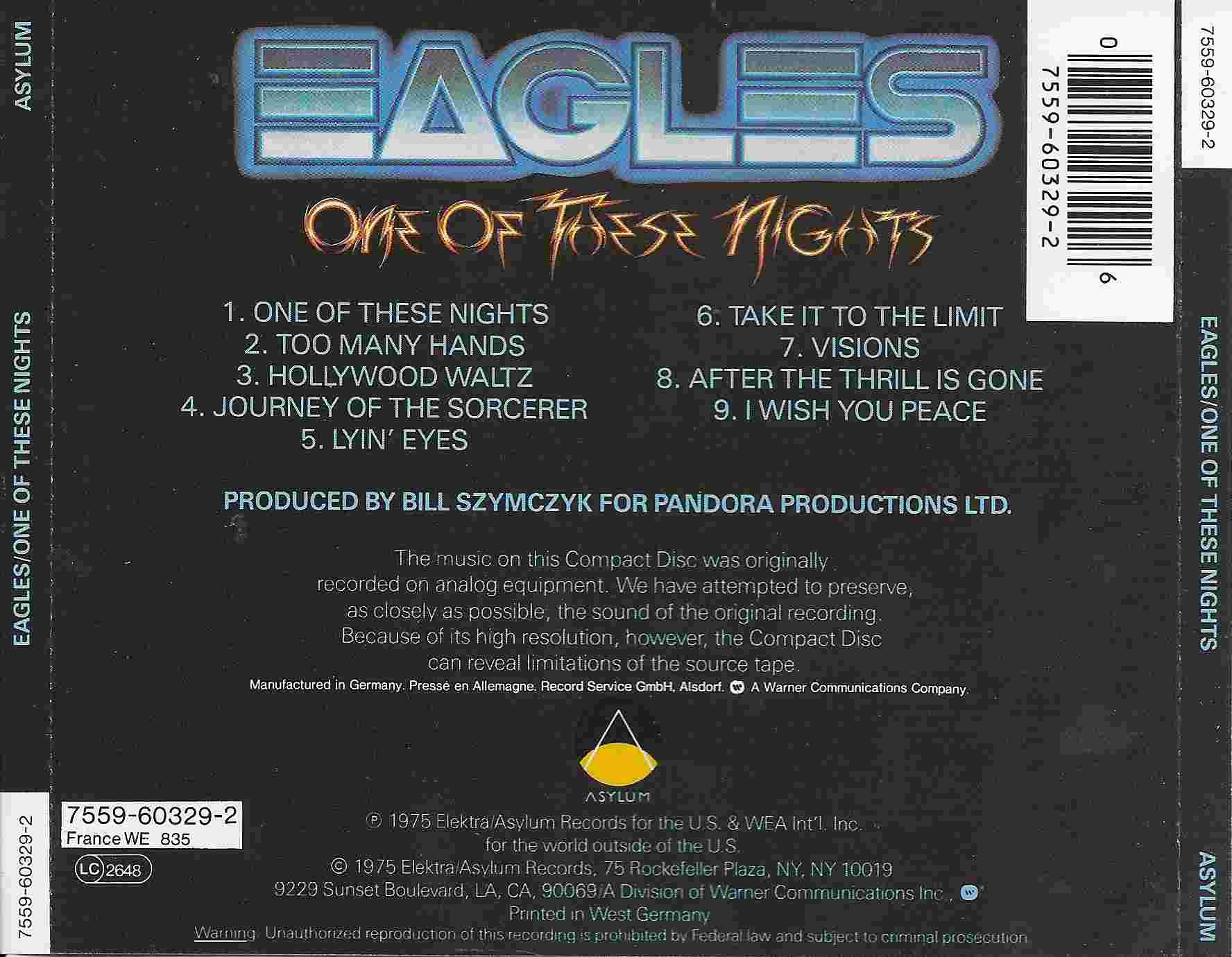 Picture of 7559-60329-2 One of those nights by artist Eagles 